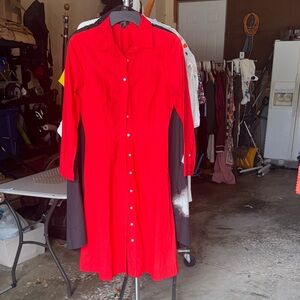 J. Crew Vibrant Red Long Sleeve Dress